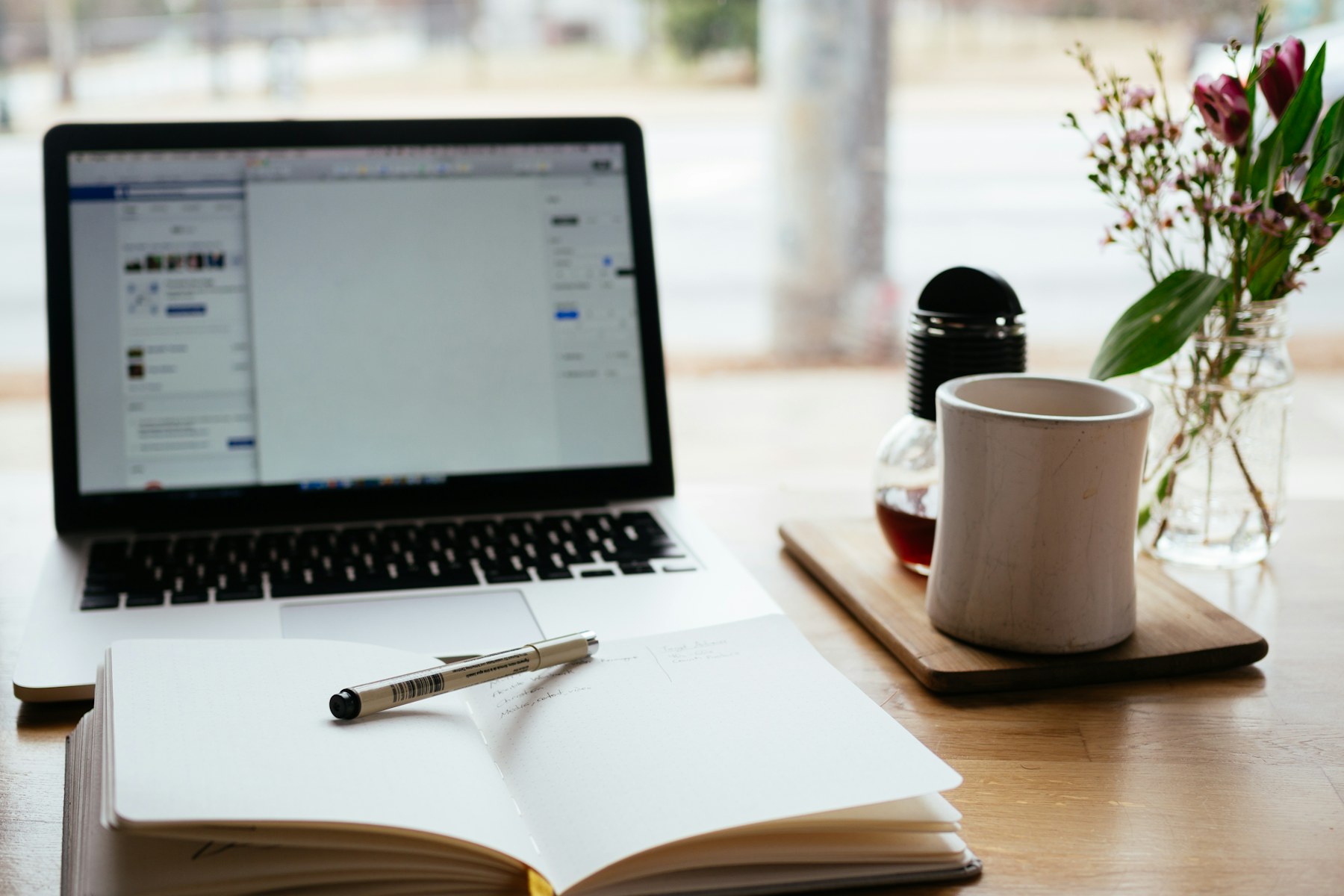 Workspace with organized notes and career planning material